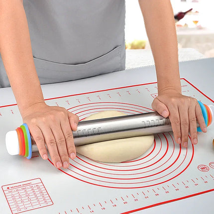 Stainless Steel Adjustable Rolling Pin/mat，Fondant Rolling Pin Cake Roller Dough Rolling Pin Dough Roller Kitchen Accessories
