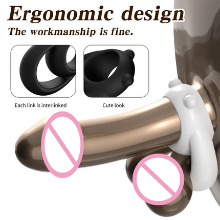 Silicone Penis Ring Bear Cock Ring Dick Scrotum Ball Stretcher Erection Cockring Ejaculation Delay Sex Toys for Men