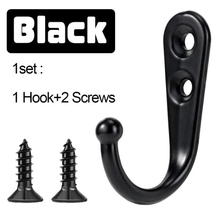 1-50 Set Alloy Hooks with Screws Wall Mounted Hanging Hangers for Hanging Coats Scarves Bags Towels Keys Caps Cups Hats and More