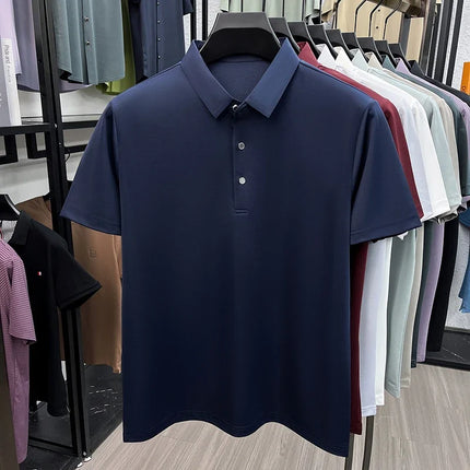 Men's Fashion Mulberry Silk Polo Shirt Soft Silky Touch Fabric Short Sleeve For Business And Daily Use