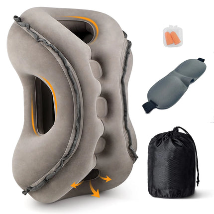 Travel Pillow, Inflatable Neck Pillow Used for Airplanes/Cars/Buses/Trains/Office Napping with Eye Mask/Earplugs