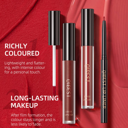3pcs Matte Liquid Lipstick+Lip Liner Set Lip Glaze Makeup Nude Black Red Velvet Lip Gloss Long Lasting Lip Tint Cosmetics Kits