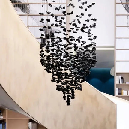 Hanging Lamp Hotel Lobby Decorative Lighting Stair Art Irregular Chandelier Custom Black Art Luxury Stone Chandelier Living Room