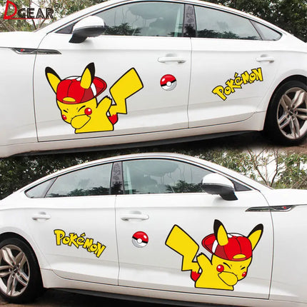 popular anime Pokemon cute Pikachu car sticker Scratch obstruction waterproof Cartoon creative car door decal sticker