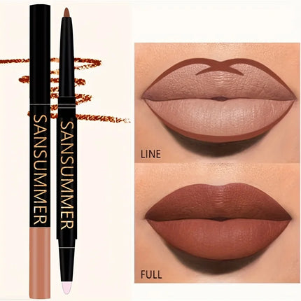 6-color Lipliner With Lip Brush Waterproof, Sweat Resistant, Velvet And Multi-color Lip Pencil Cosmetics