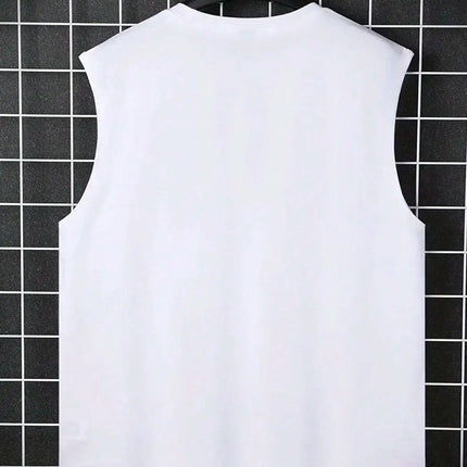 Men's Summer Leisure Sports Fitness Loose Los Angeles Letter Printed Comfortable Breathable Round Neck Sleeveless Tank Top