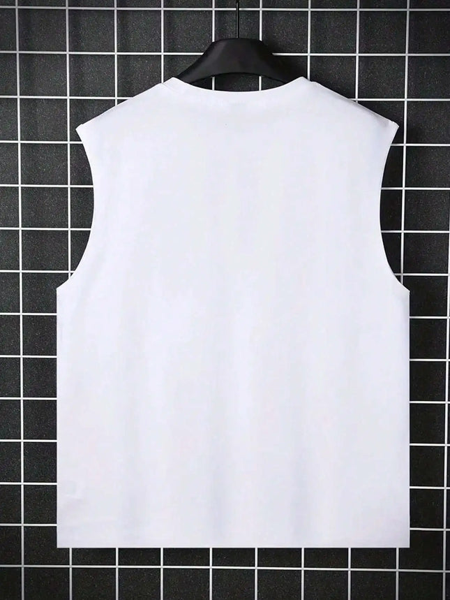 Men's Summer Leisure Sports Fitness Loose Los Angeles Letter Printed Comfortable Breathable Round Neck Sleeveless Tank Top