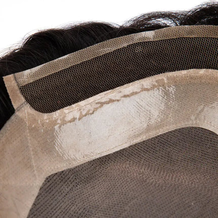 Mono NPU Men's Hairpiece Front Swiss Lace Indian Human Remy Hair Wigs Durable Mono Men's Wigs Natural Wigs Capillary Prosthesis