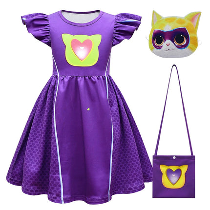 Children Dresses Cosplay SuperKitties Dress for Girls Super Kitties Costume Sparks Girls A-Line Dress Party Gift Ginny Clothing
