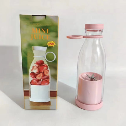 420ml Electric Juicer Mini Wine Bottle Blender Fruit Mixers 6 Blades Charging Juicer Cup Small Household Portable Juicer Blender
