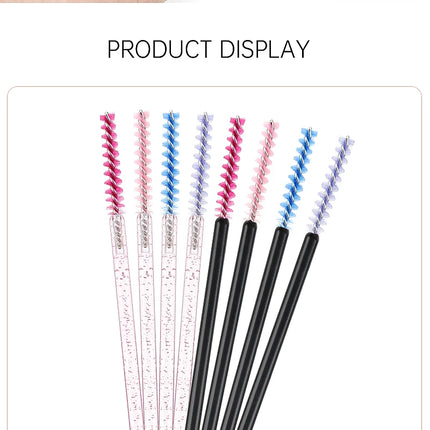NEW 50Pcs Makeup Eyelash Brushes Disposable Crystal Eyebrow brush Diamond Handle Mascara Wand Applicator Lashes Extension Tools