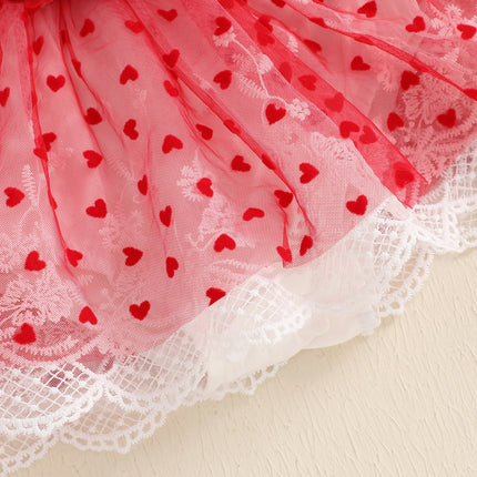 Newborn Girl Valentines Day Outfit Baby Sleeveless Halter Romper Lace Mesh Tutu Dress My First Valentines Baby Girl Outfit