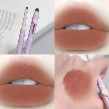 New Lip Liner Pen Matte Lipstick Pen Silver Long Lasting Lip Contouring Non Stick Lipliner Pencil Korean Makeup with Brush