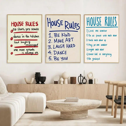 house rules Poster Modern and Elegant Wall Stickers for Home Decor Living Room Dormitory Wall Art