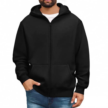 Men'S Hooded Sweatshirt Solid Color Simple Jacket Hood Design Top Kangaroo Pockets Daily Wear All Seasons Basic Jacket Daily