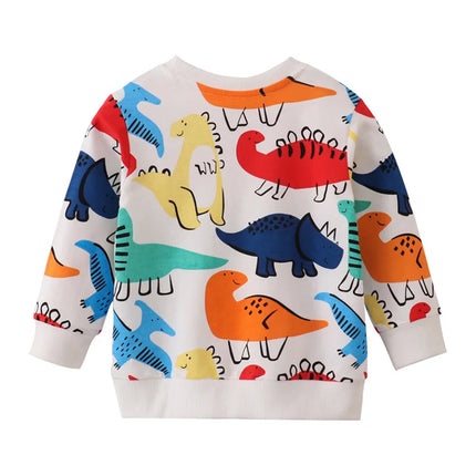 Jumping Meters 2-7T Dinosaurs Print Boys Sweatshirts Autumn Spring Kids Hooded Children's Top Baby Clothes Sport Shirts