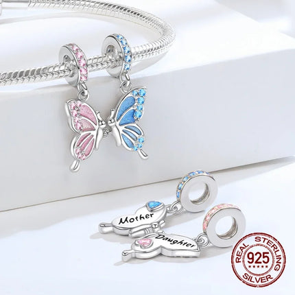 925 Sterling Silver Classic Purple Heart Shape Dragon Pegasus Butterfly Charms Beads Fit 3mm Original Bracelet DIY Jewelry Gift