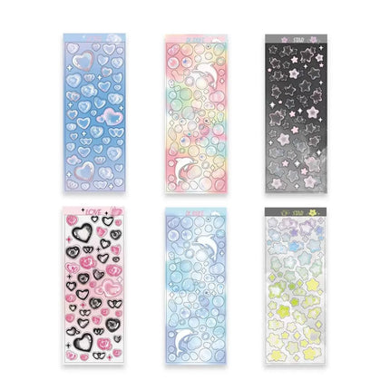 MINKYS New Arrival 3pcs 6pcs Kawaii Bear Ribbon Laser Bling Stickers DIY Scrapbook Stickers Confetti Decoration DIY Photo Frame