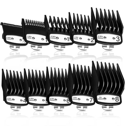 10 Pcs Set Professional Standard Clipper Attachments Guard Guide Combs Compatible with Most Wahl Hair Clippers