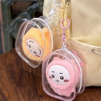 Portable Transparent PVC Mystery Box Keychain Square Zipper Storage Pouch Bag Pendant Anti Dust Waterproof Plush Dolls Toy Bag
