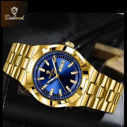 BINBOND New Luxury Quartz Men's Wristwatch Sport Men Watches Waterproof Luminous Date Week Stainless Steel Men's Watch Male Reloj
