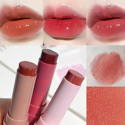 3 pcs Long-lasting lip gloss set-Moisturizing&waterproof, nude/coral pink/red-portable for travel, lip balm,Valentine's Day gift
