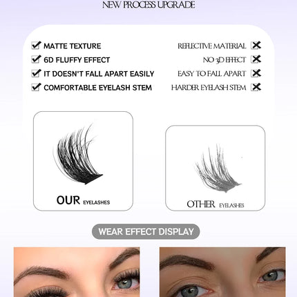 GROINNEYA Eyelash Clusters Kit Lash Clusters Wispy Natural DIY Lashes Clusters with Bottom Waterproof Bond and Seal Tweezers