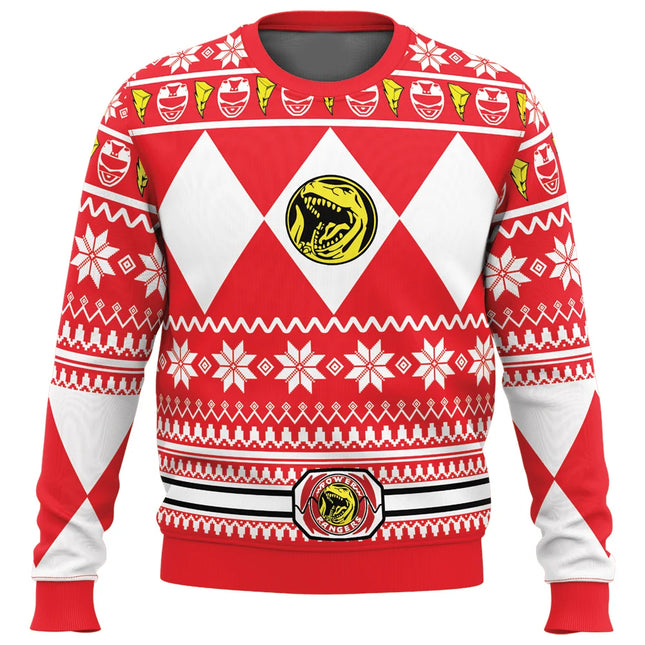 Men's and Women's Autumn_Winter New Mighty Morphin Multi Color Ranger Power Ranger Ugly Christmas Sweater Christmas Party Hoodie