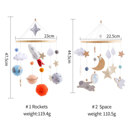 Crib Mobile Holder Rattles Toys Wooden Moon Stars Astronaut Bed Bell Toys Newborn Wooden Mobile Bed Music Toy Holder Bracket Bed