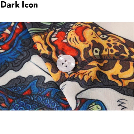 Dark Icon Harajuku Cat Polo Shirt Short Sleeve Men 2023 Summer Men's Hawaiian Man Blouse