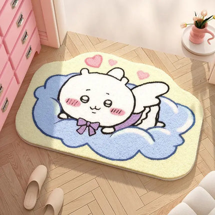 Kawaii Chiikawa Cute Rug Plush Floor Mat Bathroom Non-Slip Carpet Car Cushion Soft Living Room Decor Usagi Hachiware Gift Toy