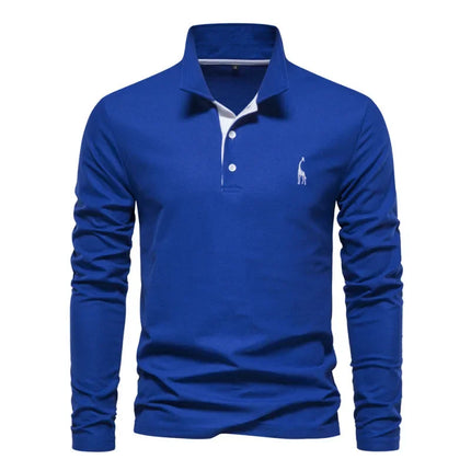 Spring New Style Men's Cotton POLO Shirt Casual Long Sleeve Turn-down Collar Embroidery Deer Fashionable Breathable Polo Top