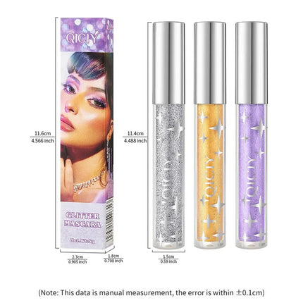 Diamond Mascara Shiny Galaxy Sequins Glitter Lash Mascara Eyelashes Waterproof Fast Dry Curling Thick Mascara Shimmer Makeup