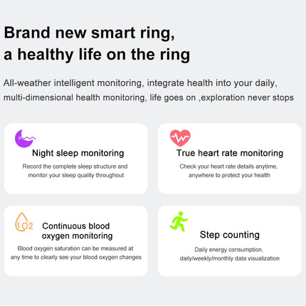 Smart Ring Heart Rate & Blood Oxygen Monitor with Photography Sleep Tracking Exercise Monitor Waterproof SR01 with Charging Case