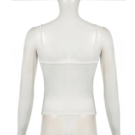Sexy Spaghetti Strap Tank Tops Fashion Women White Solid Basic Sleeveless Y2K All-Match Crop Top Casual Streetwear Harajuku Tees