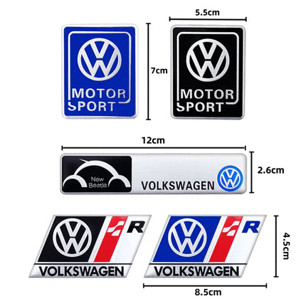 Volkswagen Series Aluminum Badge Car Body Stickers Decals For VW GTI Polo Golf Passat Tiguan Arteon Touareg Taigo Caddy Jetta CC