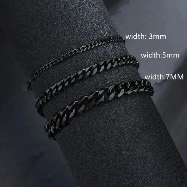 Trendy Cuban Chain Bracelet 3/5/7mm Width Classic Stainless Steel Bracelet for Men Women Jewelry Party Gift