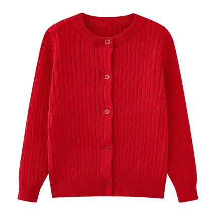 Girls Knit Cardigan Kids Button Long Sleeve Knit Sweater Clothes Cord Knit Sweater