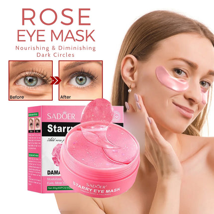 Pink Rose Eye Mask - Anti-Wrinkle & Dark Circle Treatment, Hydrating Under Eye Patches, Firming & Brightening Eye Care