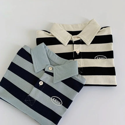 Kids Polo Shirts 2025 Autumn Spring Polo Shirt for Boys Stripe Children Long Sleeve Tees Toddler Tops Baby Outfits Clothing 1-6T
