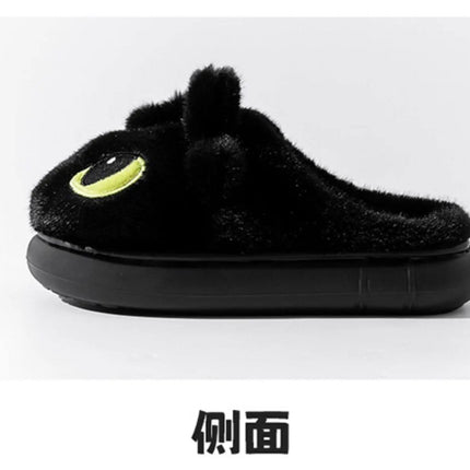 Winter Cute How To Train Your Dragon Toothless Slippers  Include Heel Furry Couple Anti-slip Keep Warm Good Looks Shoes Gift