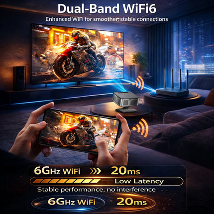 XIWBSY 2026 Portable 4K UHD Projector 42000Lumens Movie Google TV Projector BT5.4 WiFi6 Android TV 11.0 Smart Home Projector