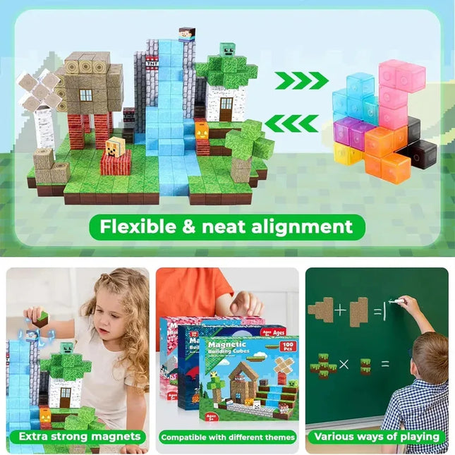 Magnetic Building Blocks - STEM Montessori Educational Toy for Kids 3-6 Years