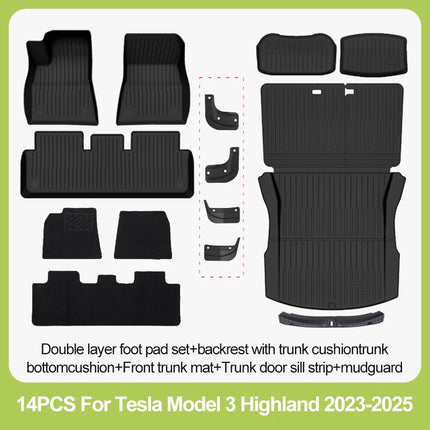 BYTON Floor Mats Compatible Custom Fit Floor Liners for 2023-2026 Tesla Model 3 Highland All Weather Protection car mats