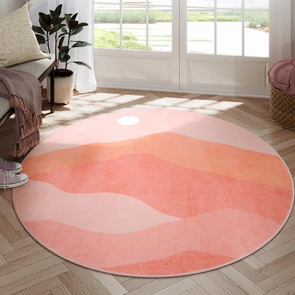 Large Round Geometric Landscape Area Rug Green Mountain Layers Living Room Bedroom Modern Decor Carpet Home Decoration