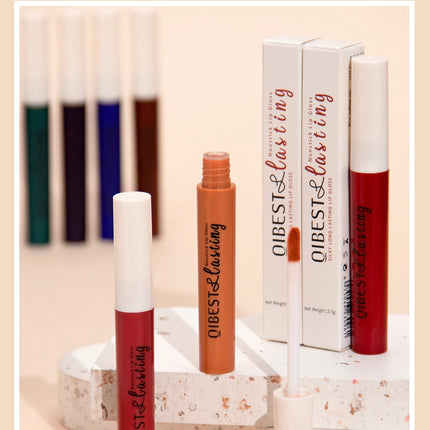 QIBEST Liquid Lipstick Waterproof Velvet Nude Matte Sexy Red Lip Gloss Long Lasting Nonstick Lip Stain Makeup 24 Colors Hots