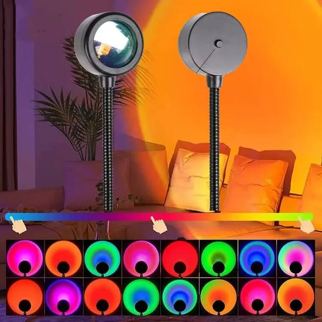 USB Projection Lamp Colorful Symphony Sunset Rainbow Atmosphere Night Light 13 Mode Lighting for Selfie Live Bedroom Decoration