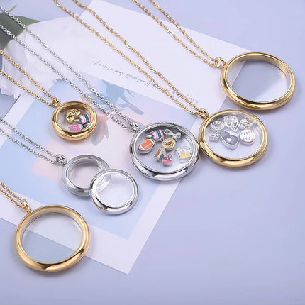 High Fashion Twist Locket Pendant Necklaces For Women Men Jewelry Memory Photo Floating Charm DIY Stainless Steel Lockets Gift