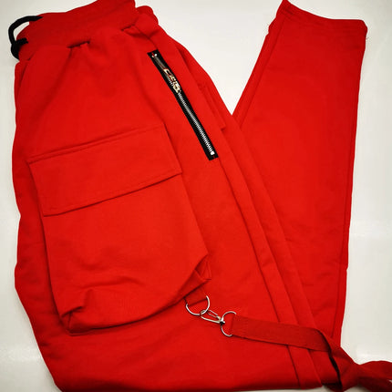 Mens Running Stretch Tights Sweatpants Sports Breathable Fitness Hip Hop Cotton Multi Pocket Cargo Pants Slim Leggings Chain