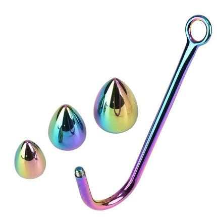 Small medium large 3 balls set metal anal hook beads head butt plug dilator prostate massager insert bdsm sex toy for male